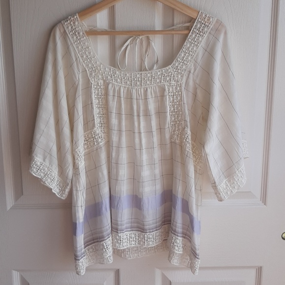 Anthropologie Tops - Holding Horses Plaid Shani Peasant Top Size 4